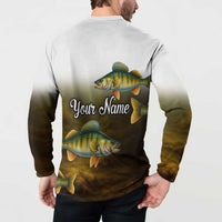 Walleye Fishing Yellow Scales Customize Name Button Sweatshirt Dark Gradient Water Background - Wonder Print Shop
