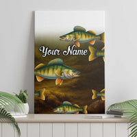 Walleye Fishing Yellow Scales Customize Name Canvas Wall Art Dark Gradient Water Background - Wonder Print Shop