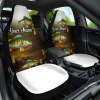 Walleye Fishing Yellow Scales Customize Name Car Seat Cover Dark Gradient Water Background - Wonder Print Shop