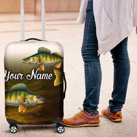 Walleye Fishing Yellow Scales Customize Name Luggage Cover Dark Gradient Water Background - Wonder Print Shop