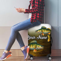 Walleye Fishing Yellow Scales Customize Name Luggage Cover Dark Gradient Water Background - Wonder Print Shop