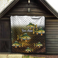 Walleye Fishing Yellow Scales Customize Name Quilt Dark Gradient Water Background - Wonder Print Shop