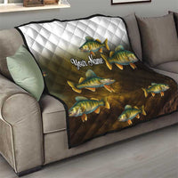 Walleye Fishing Yellow Scales Customize Name Quilt Dark Gradient Water Background - Wonder Print Shop