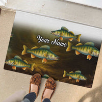 Walleye Fishing Yellow Scales Customize Name Rubber Doormat Dark Gradient Water Background - Wonder Print Shop