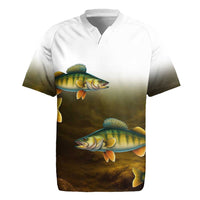 Walleye Fishing Yellow Scales Customize Name Rugby Jersey Dark Gradient Water Background - Wonder Print Shop