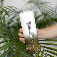 Walleye Fishing Yellow Scales Customize Name Skinny Tumbler Dark Gradient Water Background - Wonder Print Shop