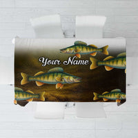 Walleye Fishing Yellow Scales Customize Name Tablecloth Dark Gradient Water Background - Wonder Print Shop