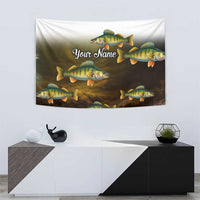 Walleye Fishing Yellow Scales Customize Name Tapestry Dark Gradient Water Background - Wonder Print Shop