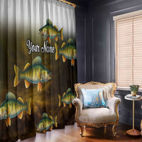 Walleye Fishing Yellow Scales Customize Name Window Curtain Dark Gradient Water Background - Wonder Print Shop