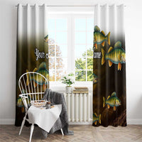 Walleye Fishing Yellow Scales Customize Name Window Curtain Dark Gradient Water Background - Wonder Print Shop