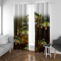 Walleye Fishing Yellow Scales Customize Name Window Curtain Dark Gradient Water Background - Wonder Print Shop