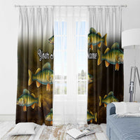 Walleye Fishing Yellow Scales Customize Name Window Curtain Dark Gradient Water Background - Wonder Print Shop