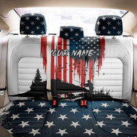 Custom Flag American Fishing Back Car Seat Cover Fish Silhouette in Grunge Patriotic - Wonder Print Shop