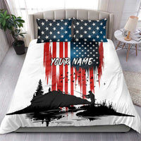Custom Flag American Fishing Bedding Set Fish Silhouette in Grunge Patriotic - Wonder Print Shop