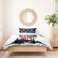 Custom Flag American Fishing Bedding Set Fish Silhouette in Grunge Patriotic - Wonder Print Shop