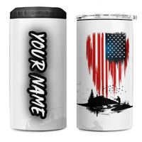 Custom Flag American Fishing 4 in 1 Can Cooler Tumbler Fish Silhouette in Grunge Patriotic - Wonder Print Shop