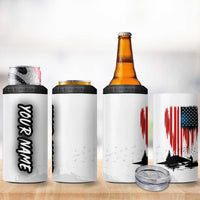 Custom Flag American Fishing 4 in 1 Can Cooler Tumbler Fish Silhouette in Grunge Patriotic - Wonder Print Shop