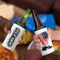 Custom Flag American Fishing 4 in 1 Can Cooler Tumbler Fish Silhouette in Grunge Patriotic - Wonder Print Shop