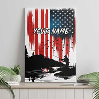Custom Flag American Fishing Canvas Wall Art Fish Silhouette in Grunge Patriotic - Wonder Print Shop