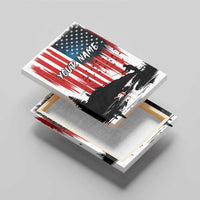 Custom Flag American Fishing Canvas Wall Art Fish Silhouette in Grunge Patriotic - Wonder Print Shop