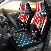 Custom Flag American Fishing Car Seat Cover Fish Silhouette in Grunge Patriotic - Wonder Print Shop