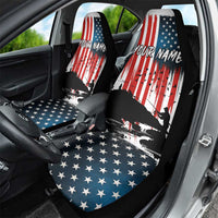 Custom Flag American Fishing Car Seat Cover Fish Silhouette in Grunge Patriotic - Wonder Print Shop