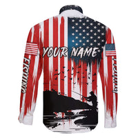 Custom Flag American Fishing Family Matching Long Sleeve Bodycon Dress and Hawaiian Shirt Fish Silhouette in Grunge Patriotic - Wonder Print Shop