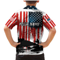 Custom Flag American Fishing Family Matching Mermaid Dress and Hawaiian Shirt Fish Silhouette in Grunge Patriotic - Wonder Print Shop