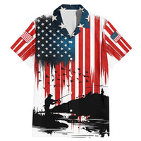 Custom Flag American Fishing Family Matching Mermaid Dress and Hawaiian Shirt Fish Silhouette in Grunge Patriotic - Wonder Print Shop