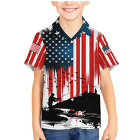 Custom Flag American Fishing Family Matching Mermaid Dress and Hawaiian Shirt Fish Silhouette in Grunge Patriotic - Wonder Print Shop