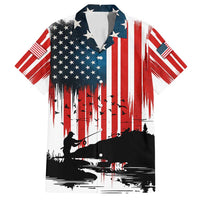 Custom Flag American Fishing Family Matching Off Shoulder Maxi Dress and Hawaiian Shirt Fish Silhouette in Grunge Patriotic - Wonder Print Shop