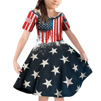 Custom Flag American Fishing Family Matching Off Shoulder Short Dress and Hawaiian Shirt Fish Silhouette in Grunge Patriotic - Wonder Print Shop