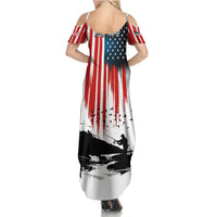 Custom Flag American Fishing Family Matching Summer Maxi Dress and Hawaiian Shirt Fish Silhouette in Grunge Patriotic - Wonder Print Shop