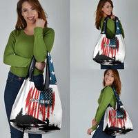 Custom Flag American Fishing Grocery Bag Fish Silhouette in Grunge Patriotic - Wonder Print Shop