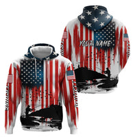 Custom Flag American Fishing Hoodie Fish Silhouette in Grunge Patriotic - Wonder Print Shop