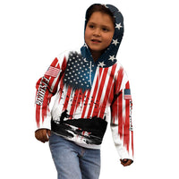 Custom Flag American Fishing Kid Hoodie Fish Silhouette in Grunge Patriotic - Wonder Print Shop