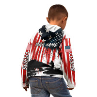 Custom Flag American Fishing Kid Hoodie Fish Silhouette in Grunge Patriotic - Wonder Print Shop