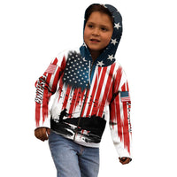 Custom Flag American Fishing Kid Hoodie Fish Silhouette in Grunge Patriotic - Wonder Print Shop