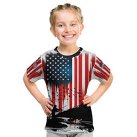 Custom Flag American Fishing Kid T Shirt Fish Silhouette in Grunge Patriotic - Wonder Print Shop