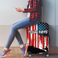 Custom Flag American Fishing Luggage Cover Fish Silhouette in Grunge Patriotic - Wonder Print Shop