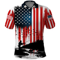Custom Flag American Fishing Polo Shirt Fish Silhouette in Grunge Patriotic - Wonder Print Shop