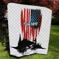Custom Flag American Fishing Quilt Fish Silhouette in Grunge Patriotic - Wonder Print Shop