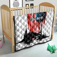 Custom Flag American Fishing Quilt Fish Silhouette in Grunge Patriotic - Wonder Print Shop
