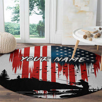 Custom Flag American Fishing Round Carpet Fish Silhouette in Grunge Patriotic - Wonder Print Shop