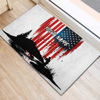 Custom Flag American Fishing Rubber Doormat Fish Silhouette in Grunge Patriotic - Wonder Print Shop