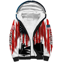 Custom Flag American Fishing Sherpa Hoodie Fish Silhouette in Grunge Patriotic - Wonder Print Shop
