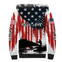 Custom Flag American Fishing Sherpa Hoodie Fish Silhouette in Grunge Patriotic - Wonder Print Shop