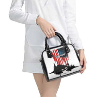 Custom Flag American Fishing Shoulder Handbag Fish Silhouette in Grunge Patriotic - Wonder Print Shop