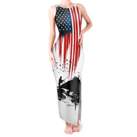 Custom Flag American Fishing Tank Maxi Dress Fish Silhouette in Grunge Patriotic - Wonder Print Shop