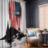 Custom Flag American Fishing Window Curtain Fish Silhouette in Grunge Patriotic - Wonder Print Shop
